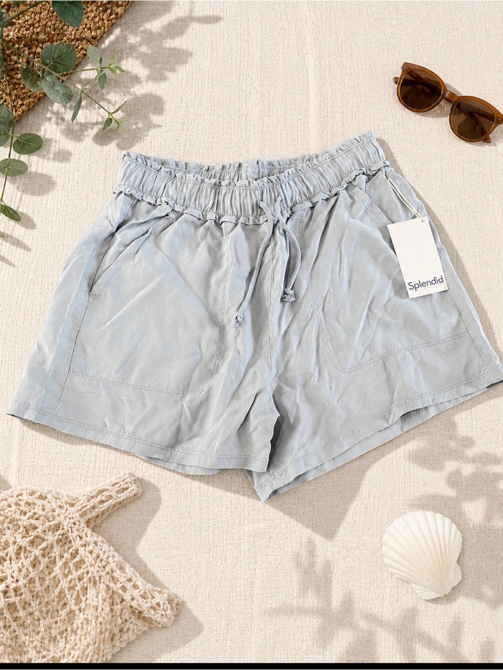 Splendid Pale Blue Elastic Waist Drawstring Women’s Shorts Size XS